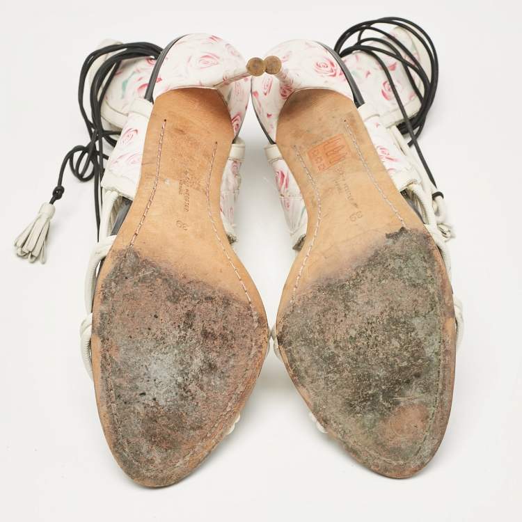 Pre Owned Sophia Webster Multicolor Leather Lacey Ankle Strap Sandals Size 39