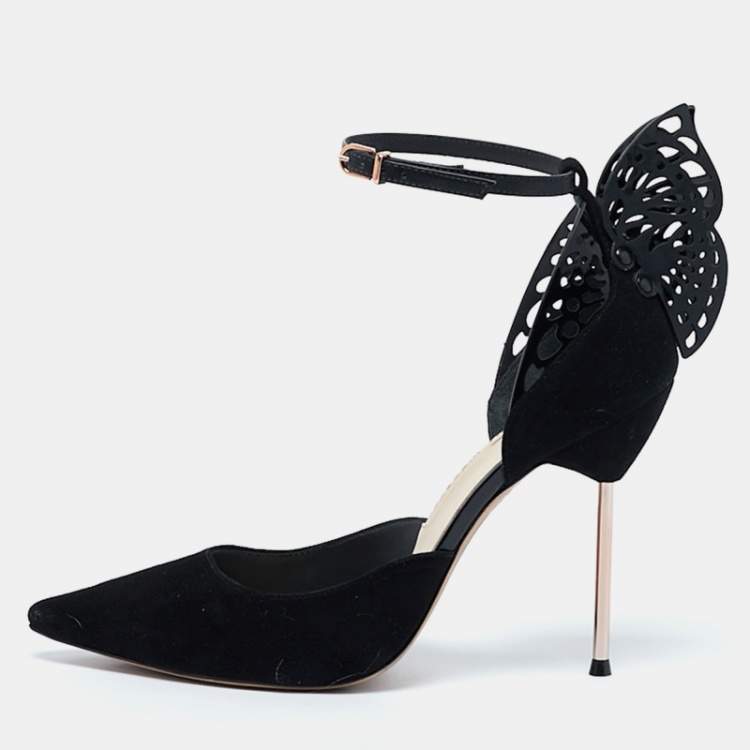 Pre Owned Sophia Webster Black Leather and Suede Flutura D'orsay Pumps Size 39