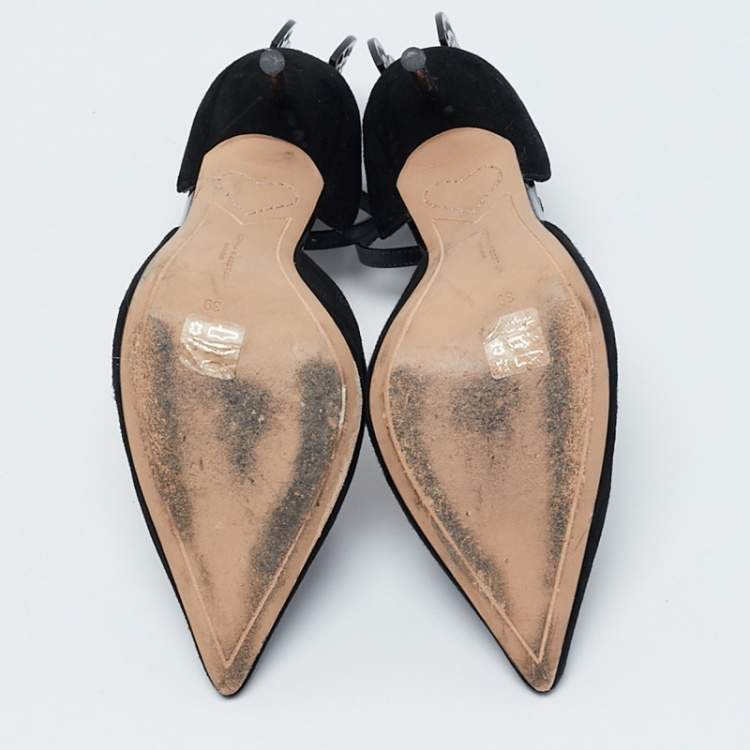 Pre Owned Sophia Webster Black Leather and Suede Flutura D'orsay Pumps Size 39