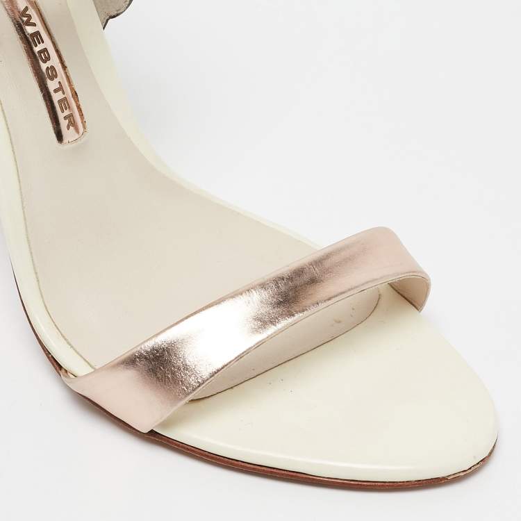Pre Owned Sophia Webster White/Rose Gold Leather Evangeline Ankle Strap Sandals Size 36