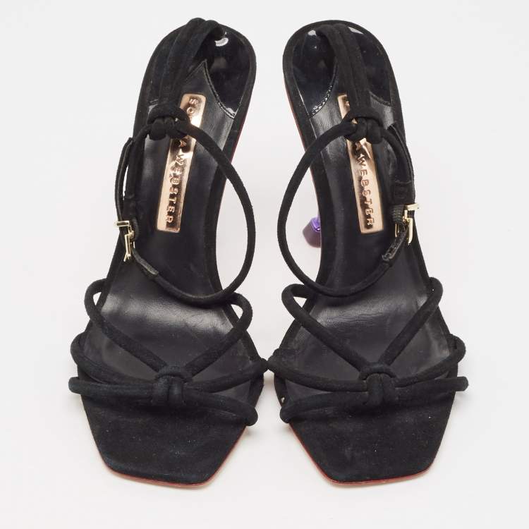 Pre Owned Sophia Webster Black Suede Flo Flamingo Sandals Size 37