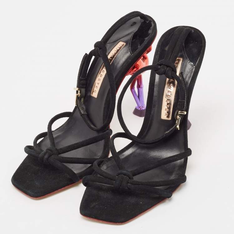 Pre Owned Sophia Webster Black Suede Flo Flamingo Sandals Size 37