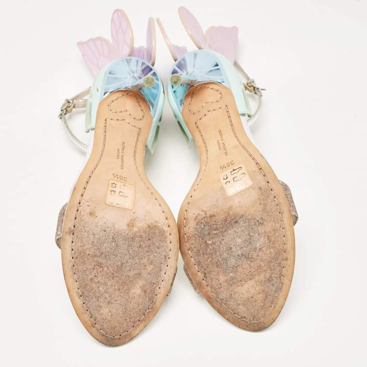 Pre Owned Sophia Webster Multicolor Leather and Glitter Chiara Sandals Size 38.5
