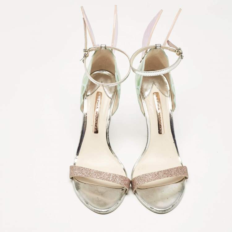 Pre Owned Sophia Webster Multicolor Leather and Glitter Chiara Sandals Size 38.5