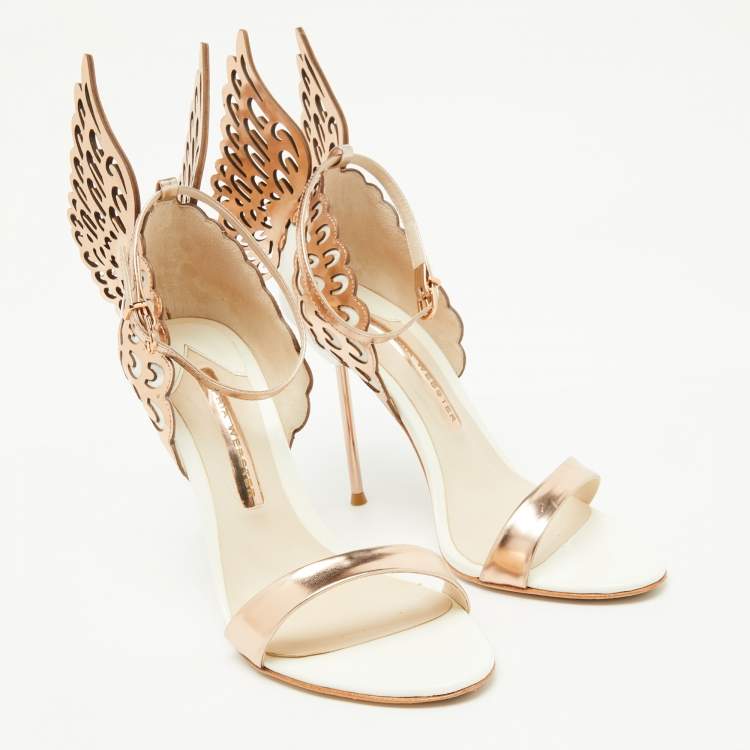 Pre Owned Sophia Webster Metallic Leather Evangeline Ankle Strap Sandals Size 37