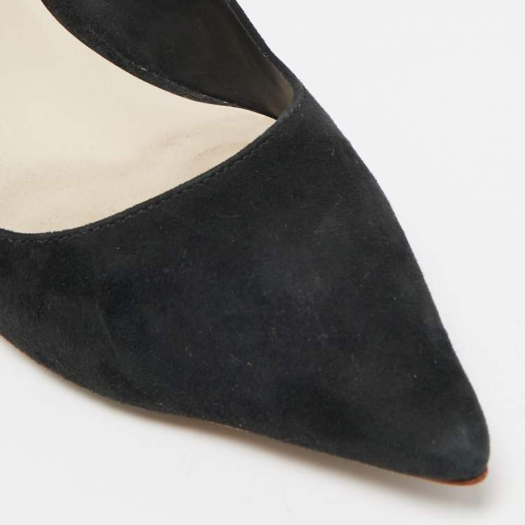 Pre Owned Sophia Webster Black/Metallic Bronze Suede And Leather Angelo Slingback Pumps Size 39.5  