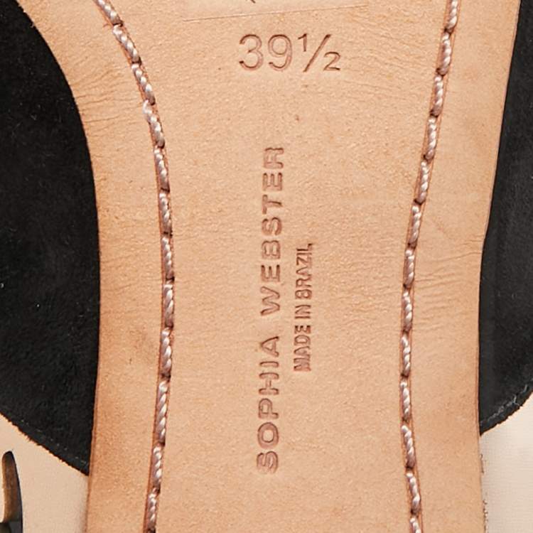 Pre Owned Sophia Webster Black/Metallic Bronze Suede And Leather Angelo Slingback Pumps Size 39.5  