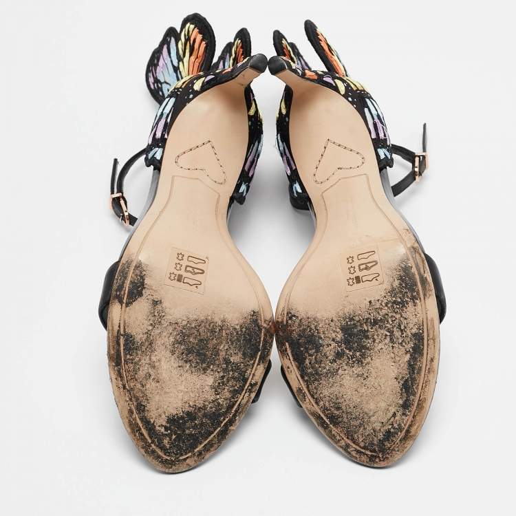 Pre Owned Sophia Webster Multicolor Canvas and Leather Chiara Ankle Strap Sandals Size 39