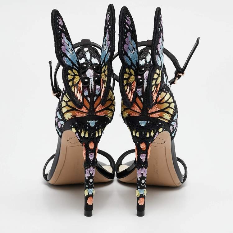 Pre Owned Sophia Webster Multicolor Canvas and Leather Chiara Ankle Strap Sandals Size 39