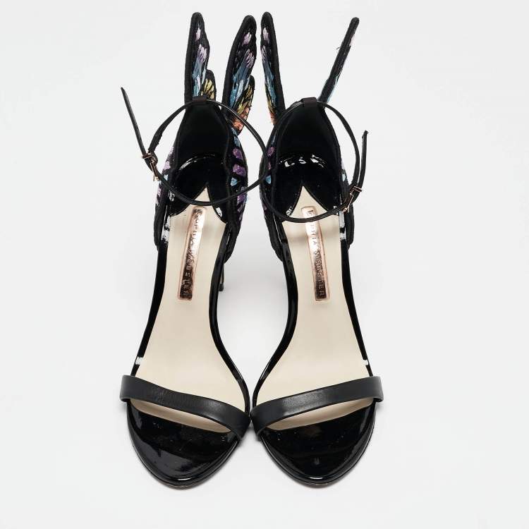 Pre Owned Sophia Webster Multicolor Canvas and Leather Chiara Ankle Strap Sandals Size 39