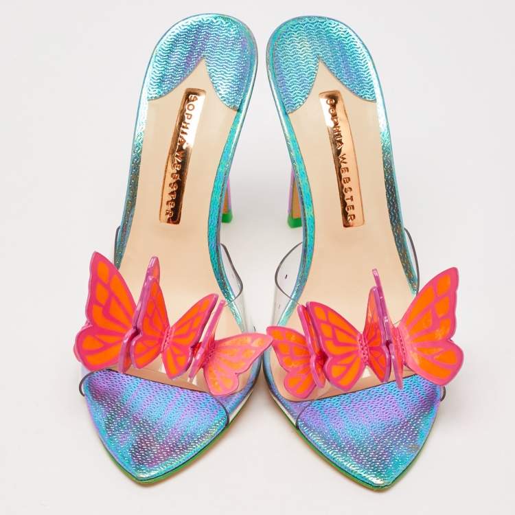 Pre Owned Sophia Webster Multicolor PVC and Leather Vanessa Slide Sandals Size 38