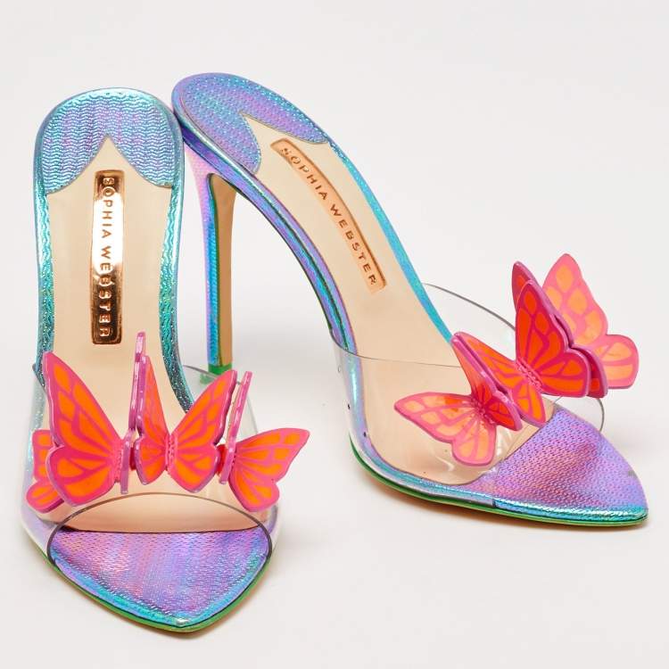 Pre Owned Sophia Webster Multicolor PVC and Leather Vanessa Slide Sandals Size 38