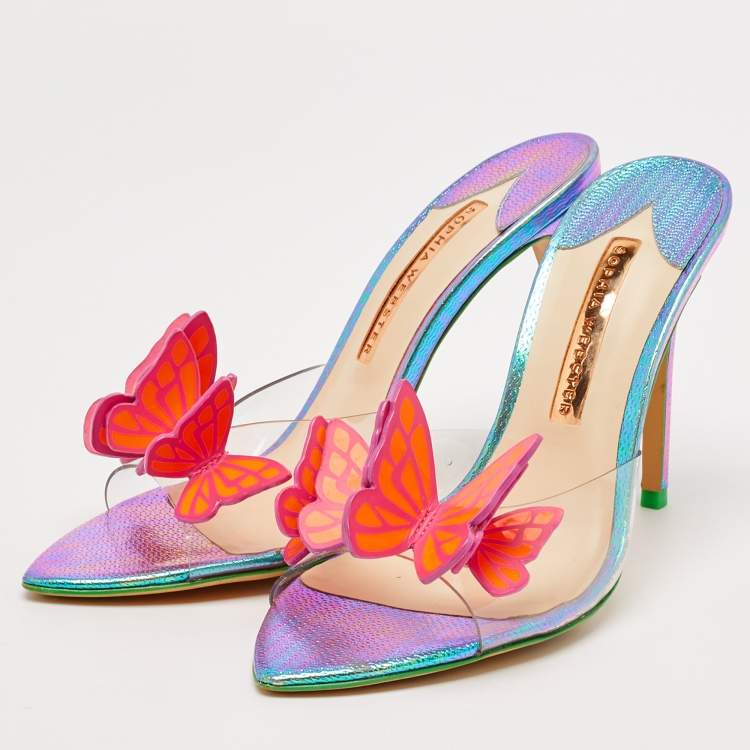 Pre Owned Sophia Webster Multicolor PVC and Leather Vanessa Slide Sandals Size 38