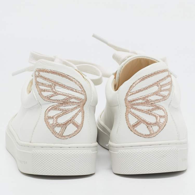 Pre Owned Sophia Webster White Leather Butterfly Low Top Sneakers Size 38