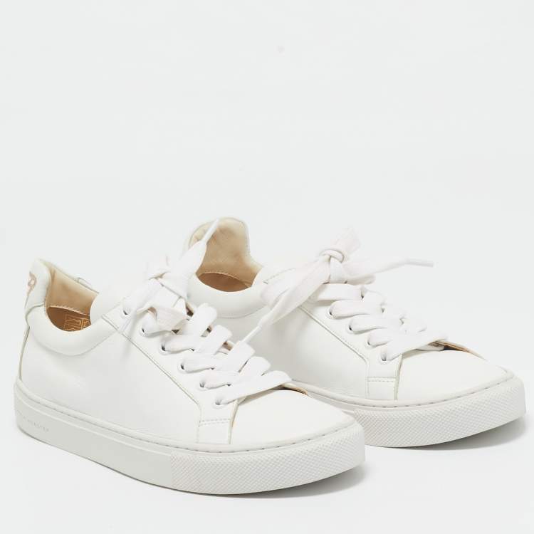 Pre Owned Sophia Webster White Leather Butterfly Low Top Sneakers Size 38