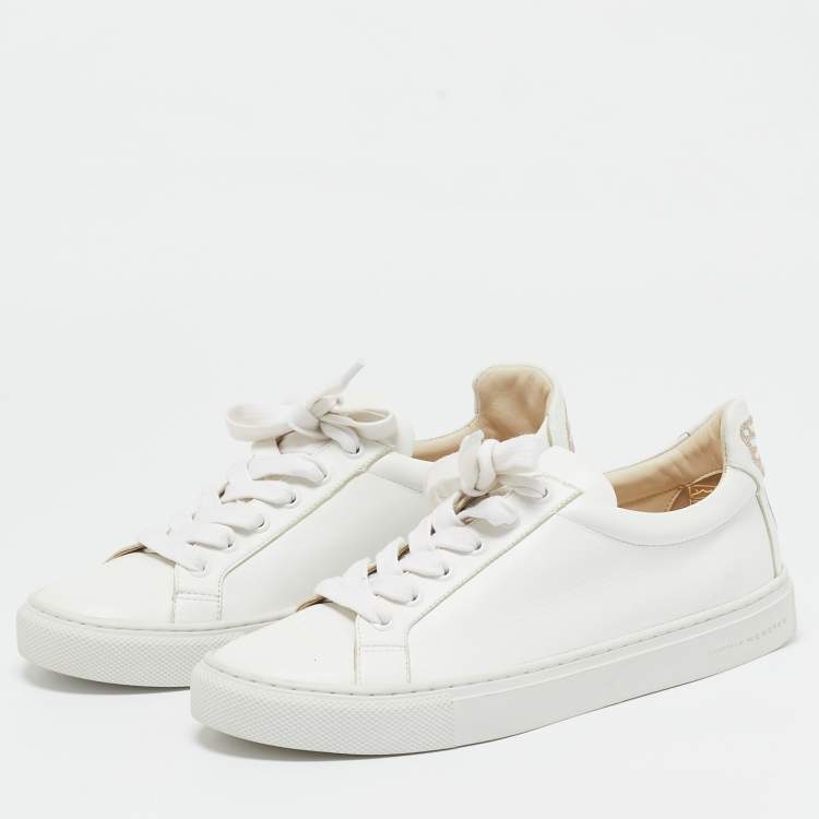 Pre Owned Sophia Webster White Leather Butterfly Low Top Sneakers Size 38