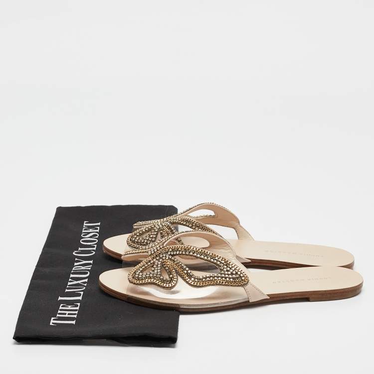 Pre Owned Sophia Webster Transparent  PVC Madame Crystal Embellished Slide Flats Size 38