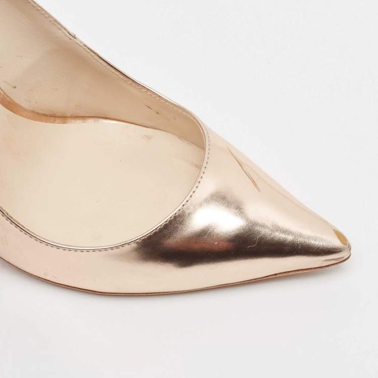 Pre Owned Sophia Webster Rose Gold Leather Crystal Embellished Heel Coco Pumps Size 36.5