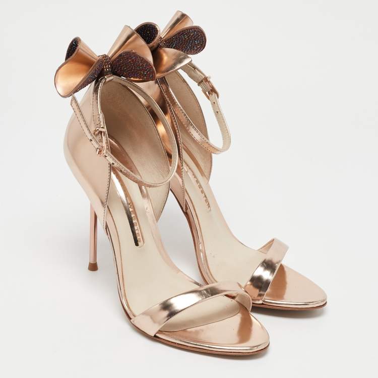 Pre Owned Sophia Webster Gold Leather Maya Ankle Strap Sandals Size 37