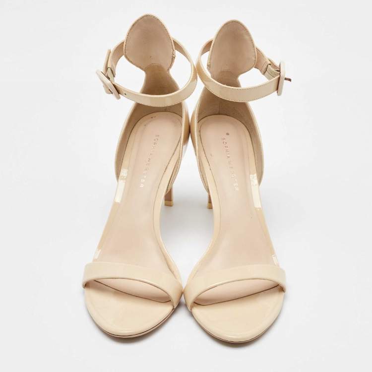 Pre Owned Sophia Webster Cream Patent Leather Nicole Ankle Strap Sandals Size 39