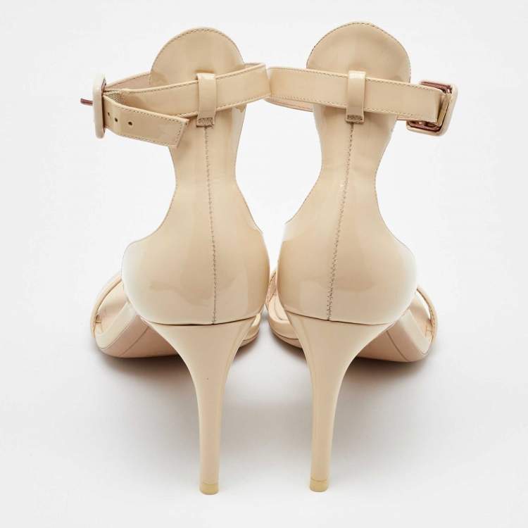 Pre Owned Sophia Webster Cream Patent Leather Nicole Ankle Strap Sandals Size 39