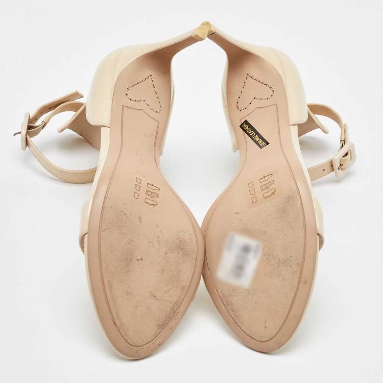 Pre Owned Sophia Webster Cream Patent Leather Nicole Ankle Strap Sandals Size 39