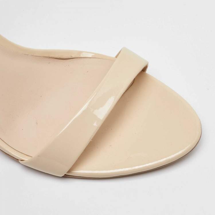 Pre Owned Sophia Webster Cream Patent Leather Nicole Ankle Strap Sandals Size 39