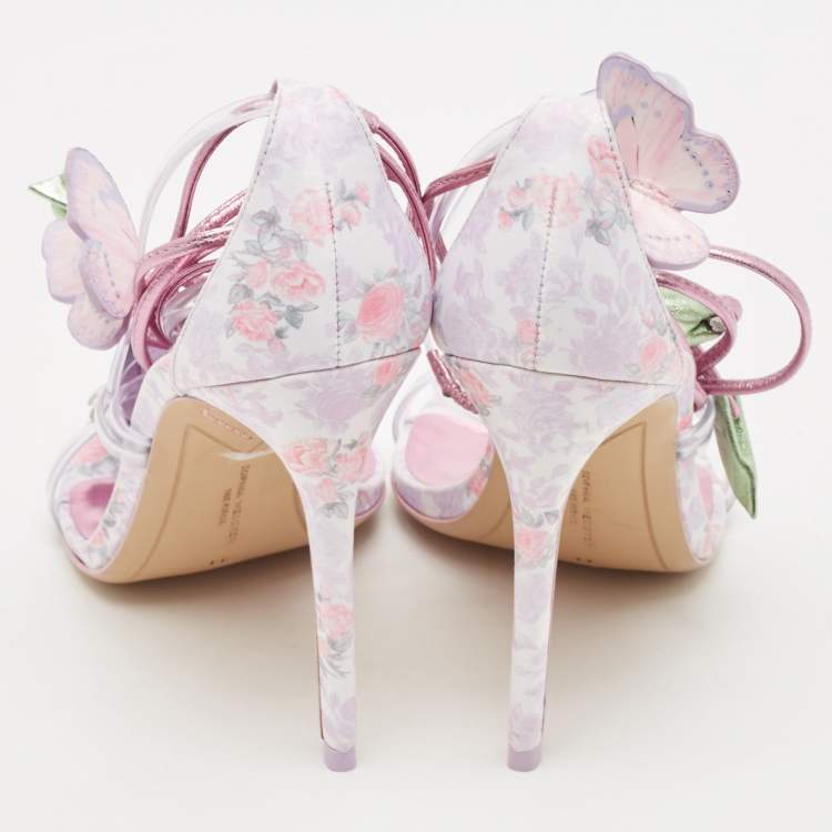 Pre Owned Sophia Webster X Love Shack Fancy Multicolor PVC and Leather Wildflower Ankle Wrap Sandals Size 41