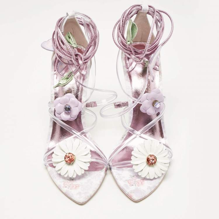 Pre Owned Sophia Webster x Love Shack Fancy Multicolor Leather Wildflower Sandals Size 39