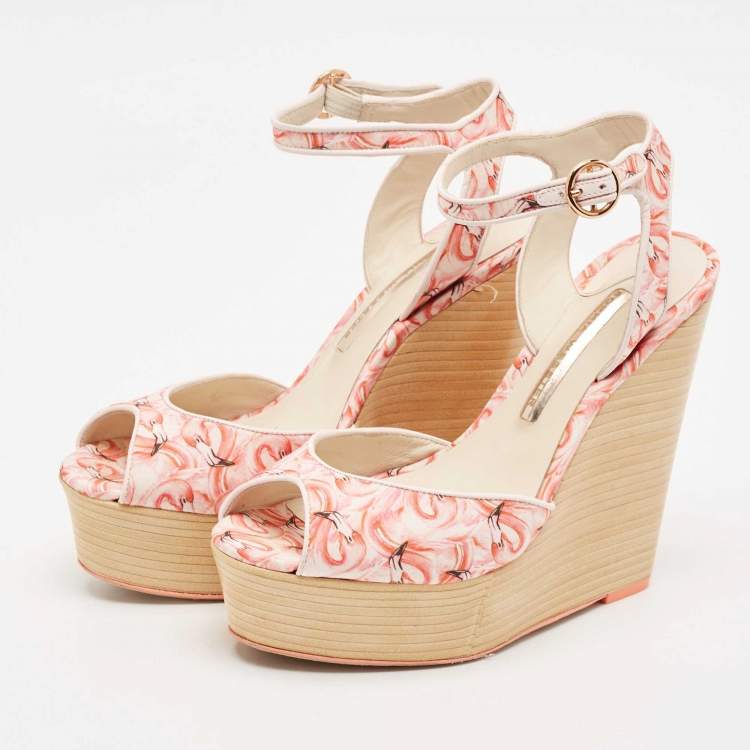 Pre Owned Sophia Webster Multicolor Canvas Lucita Mid Wedge Sandals Size 38