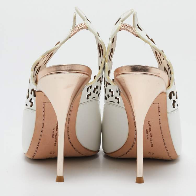 Pre Owned Sophia Webster White Leather Angelo Pointed Toe Slingback Pumps Size 40