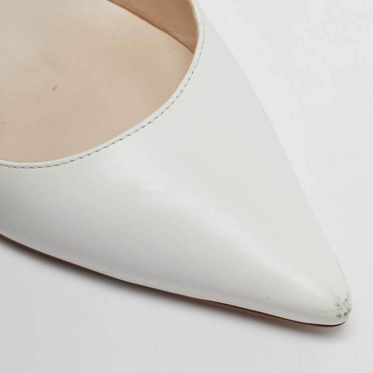 Pre Owned Sophia Webster White Leather Angelo Pointed Toe Slingback Pumps Size 40