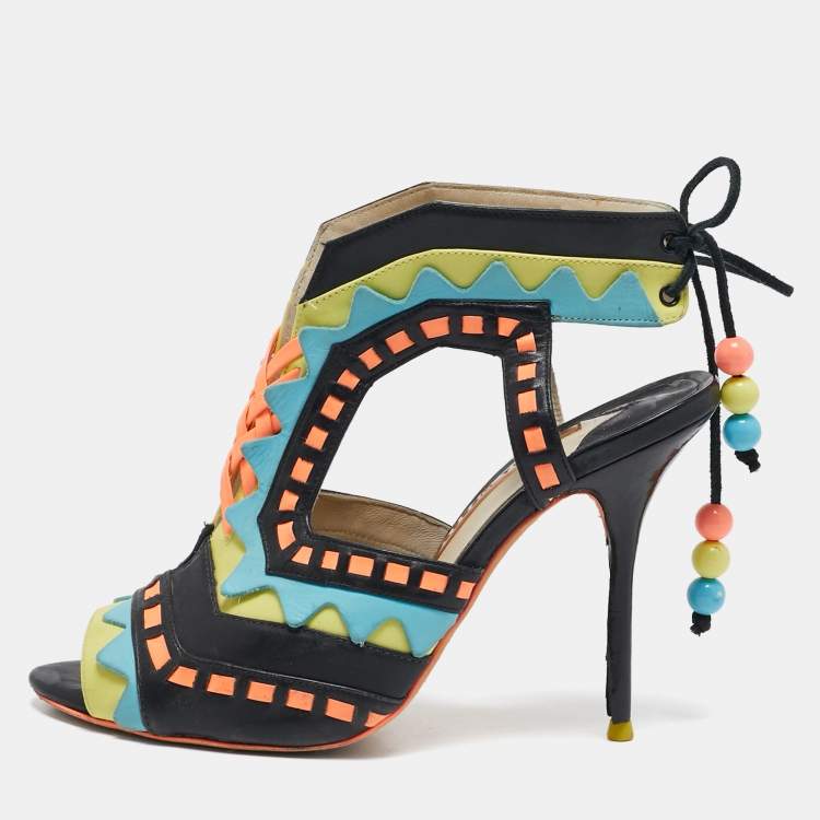 Pre Owned Sophia Webster Multicolor Leather Riko Cut Out Sandals Size 38
