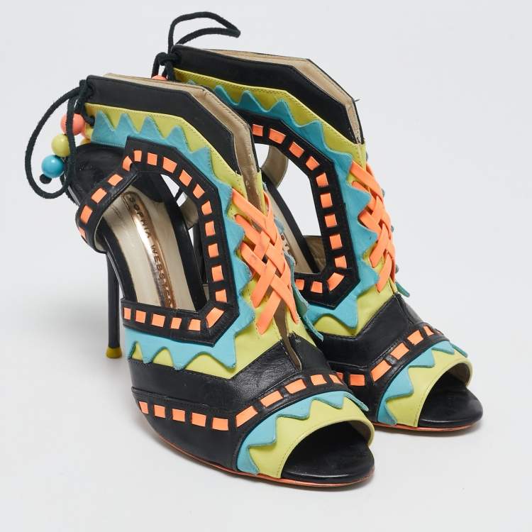 Pre Owned Sophia Webster Multicolor Leather Riko Cut Out Sandals Size 38