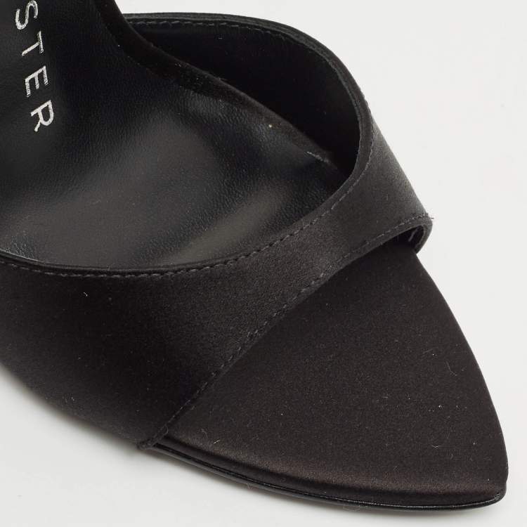Pre Owned Sophia Webster Black Satin Crystal Embellished Ankle Strap Sandals Size 38