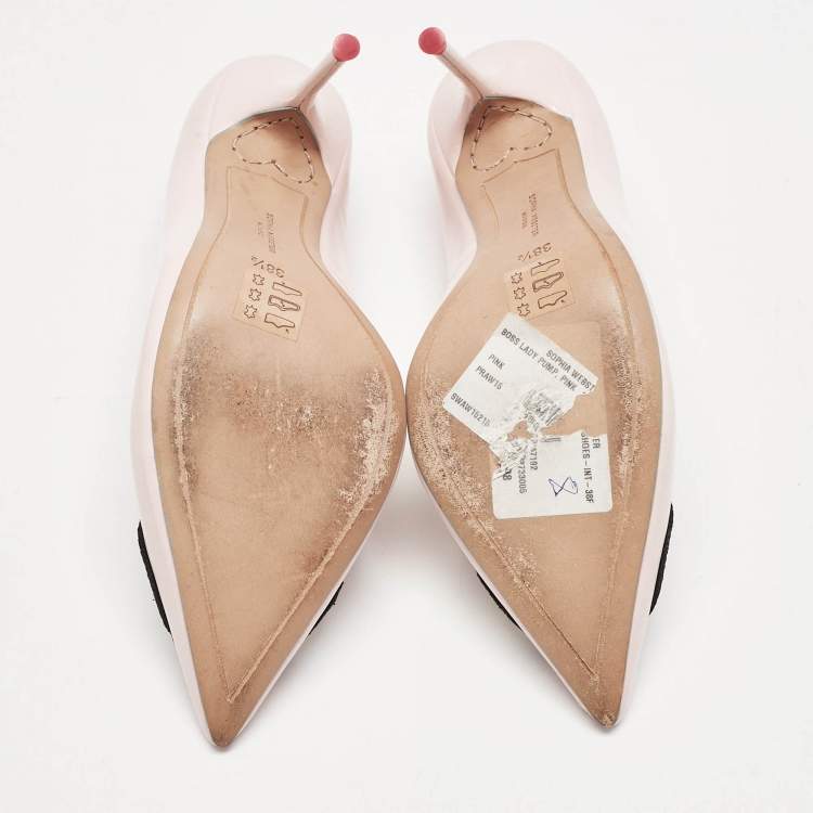 Pre Owned Sophia Webster Pink Patent Leather Lady Boss Pointed Toe Pumps Size 38.5