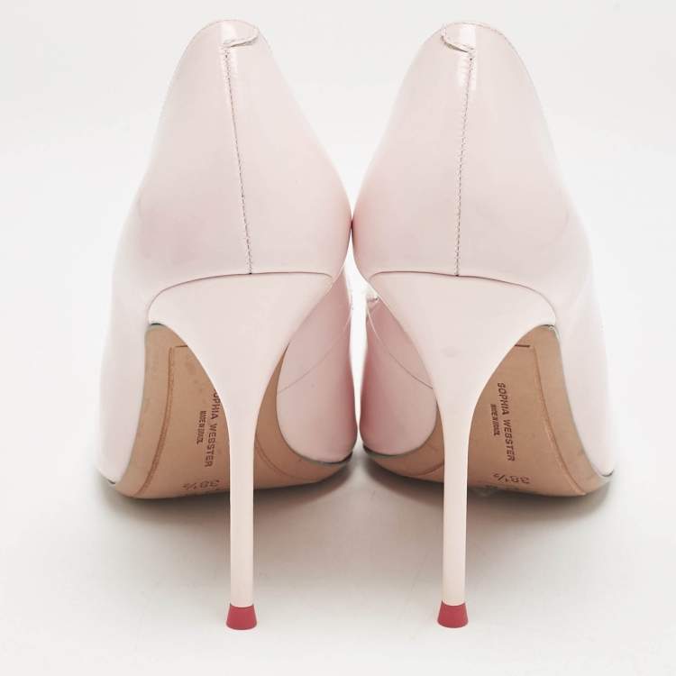 Pre Owned Sophia Webster Pink Patent Leather Lady Boss Pointed Toe Pumps Size 38.5