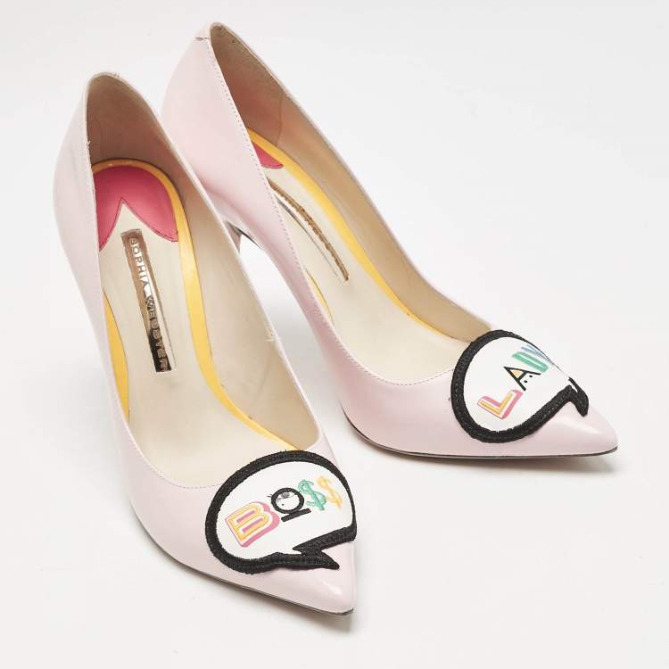 Pre Owned Sophia Webster Pink Patent Leather Lady Boss Pointed Toe Pumps Size 38.5