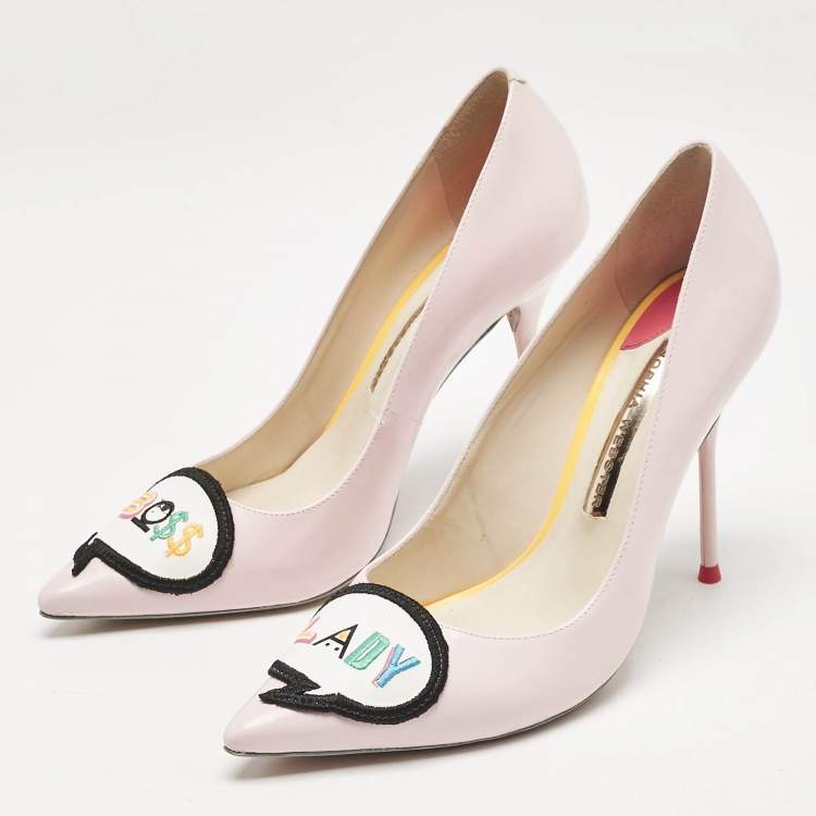Pre Owned Sophia Webster Pink Patent Leather Lady Boss Pointed Toe Pumps Size 38.5
