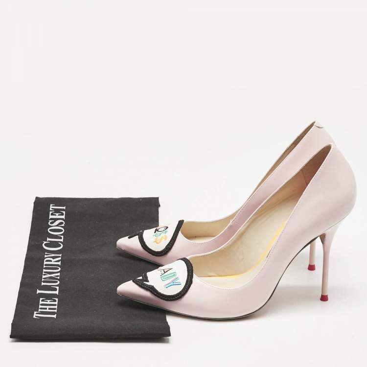 Pre Owned Sophia Webster Pink Patent Leather Lady Boss Pointed Toe Pumps Size 38.5