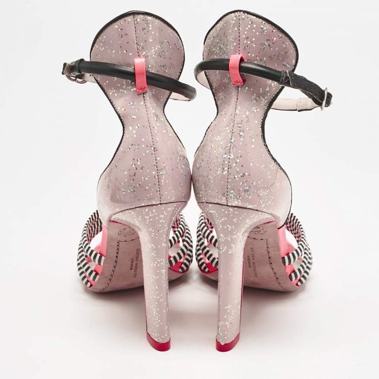 Pre Owned Sophia Webster Multicolour Glitter Leather Ankle Strap Sandals Size 40