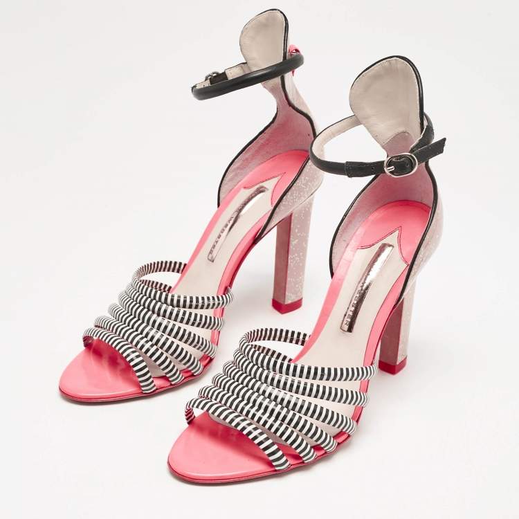 Pre Owned Sophia Webster Multicolour Glitter Leather Ankle Strap Sandals Size 40