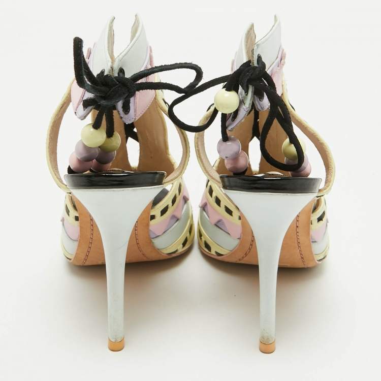 Pre Owned Sophia Webster Multicolor Leather Riko Cut Out Sandals Size 39