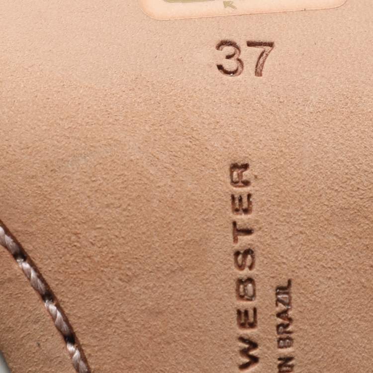 Pre Owned Sophia Webster Metallic Rose Gold/White Leather Evangeline Ankle Strap Sandals Size 37
