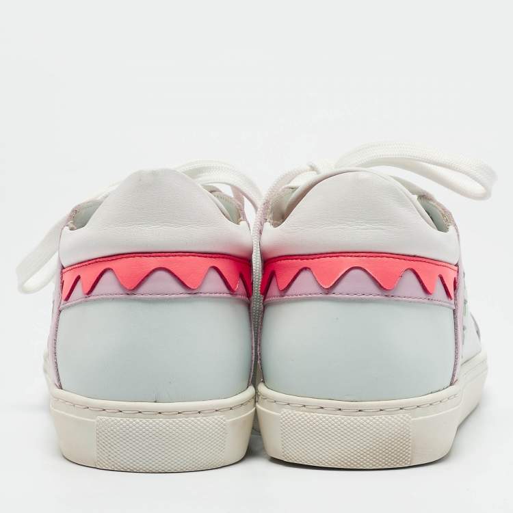 Pre Owned Sophia Webster Multicolor Leather and Glitter Low Top Riko Sneakers Size 39