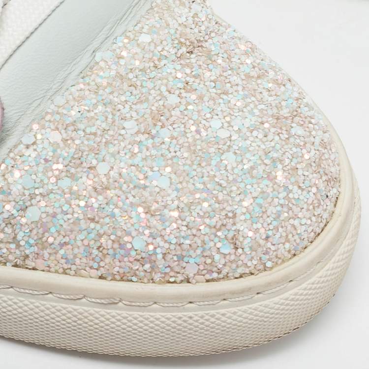 Pre Owned Sophia Webster Multicolor Leather and Glitter Low Top Riko Sneakers Size 39