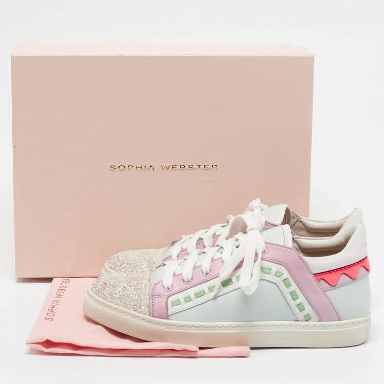 Pre Owned Sophia Webster Multicolor Leather and Glitter Low Top Riko Sneakers Size 39