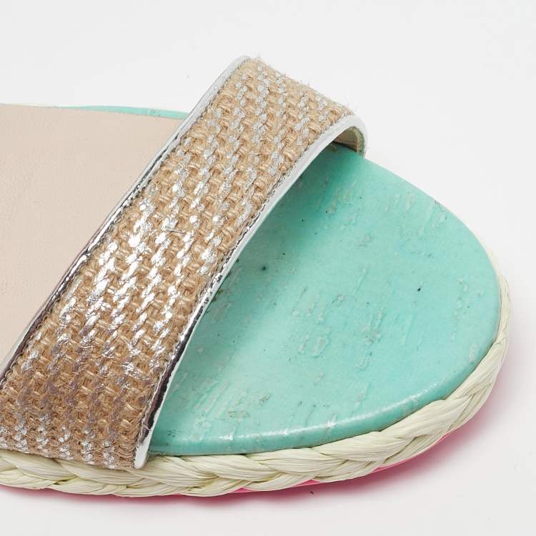 Pre Owned Sophia Webster Multicolor Fabric and Leather Lucita Wedge Sandals Size 41.5