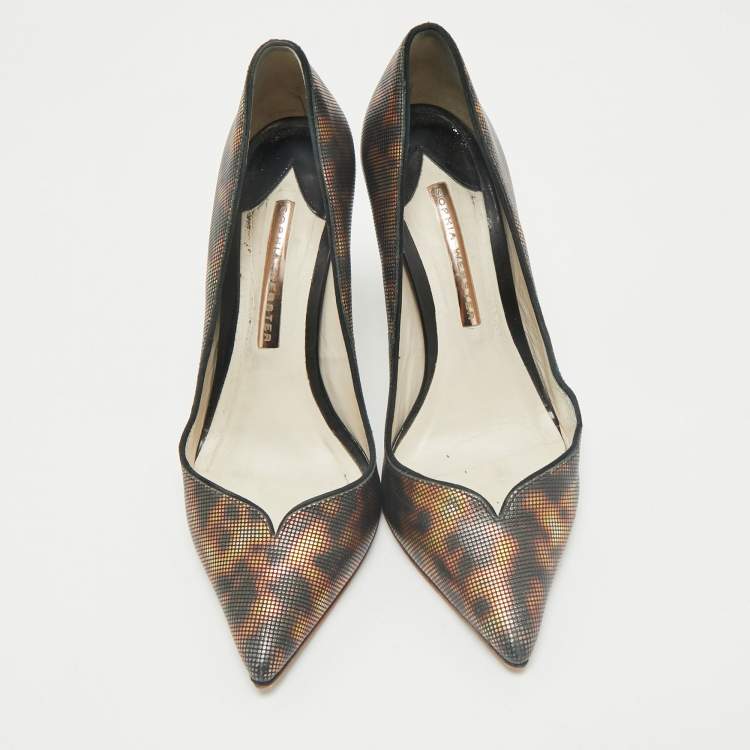Pre Owned Sophia Webster Brown Printed Leather Izzy Pumps Size 37