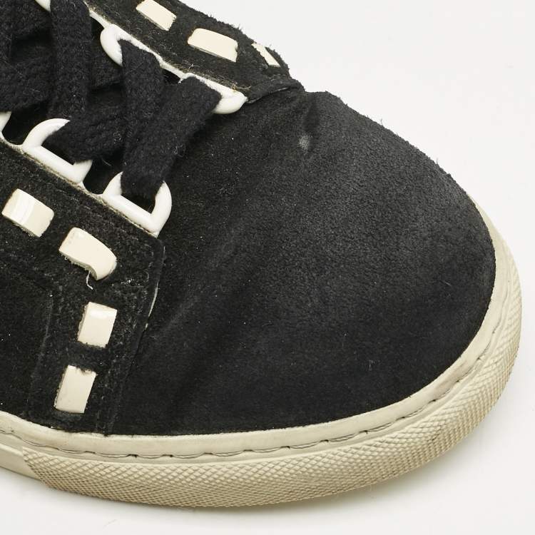 Pre Owned Sophia Webster Monochrome Suede and Patent Leather Riko High Top Sneakers Size 38